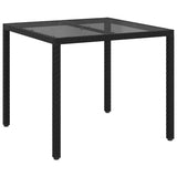 Garden Table Black 90 x 90 x 75 cm Poly Rattan - Front View