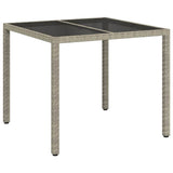 Garden Table Grey 90 x 90 x 75 cm Poly Rattan - Front View