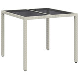 Garden Table White 90 x 90 x 75 cm Poly Rattan - Front View