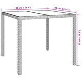 Garden Table White 90 x 90 x 75 cm Poly Rattan - Close-Up Angle