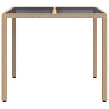 Garden Table Beige 90 x 90 x 75 cm Poly Rattan - Side View