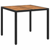 Garden Table Black 90 x 90 x 75 cm Poly Rattan - Front View
