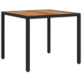 Garden Table Black 90 x 90 x 75 cm Poly Rattan - 45-Degree Angle