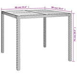 Garden Table Black 90 x 90 x 75 cm Poly Rattan - Close-Up Angle