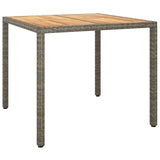 Garden Dining Table Grey 90 x 90 x 75 cm Poly rattan - Front View