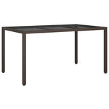 Garden Dining Table Brown 150 x 90 x 75 cm Poly rattan - Front View