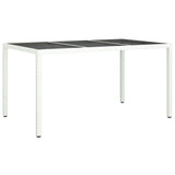 Garden Dining Table White 150 x 90 x 75 cm Poly rattan - Front View