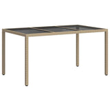 Garden Table Beige 150 x 90 x 75 cm Poly Rattan - 45-Degree Angle