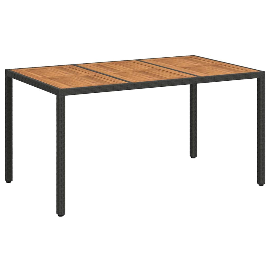 Garden Table Black 150 x 90 x 75 cm Poly Rattan