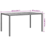 Garden Dining Table Black 150 x 90 x 75 cm Poly rattan - Close-Up Angle