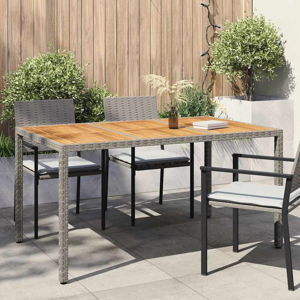 Garden Table Grey 150 x 90 x 75 cm Poly Rattan