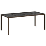Garden Table Brown 190 x 90 x 75 cm Poly Rattan - Front View