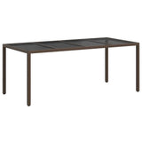 Garden Table Brown 190 x 90 x 75 cm Poly Rattan - 45-Degree Angle