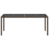 Garden Table Brown 190 x 90 x 75 cm Poly Rattan - Side View