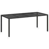 Garden Table Black 190 x 90 x 75 cm Poly Rattan - Front View