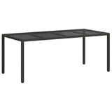 Garden Table Black 190 x 90 x 75 cm Poly Rattan - 45-Degree Angle