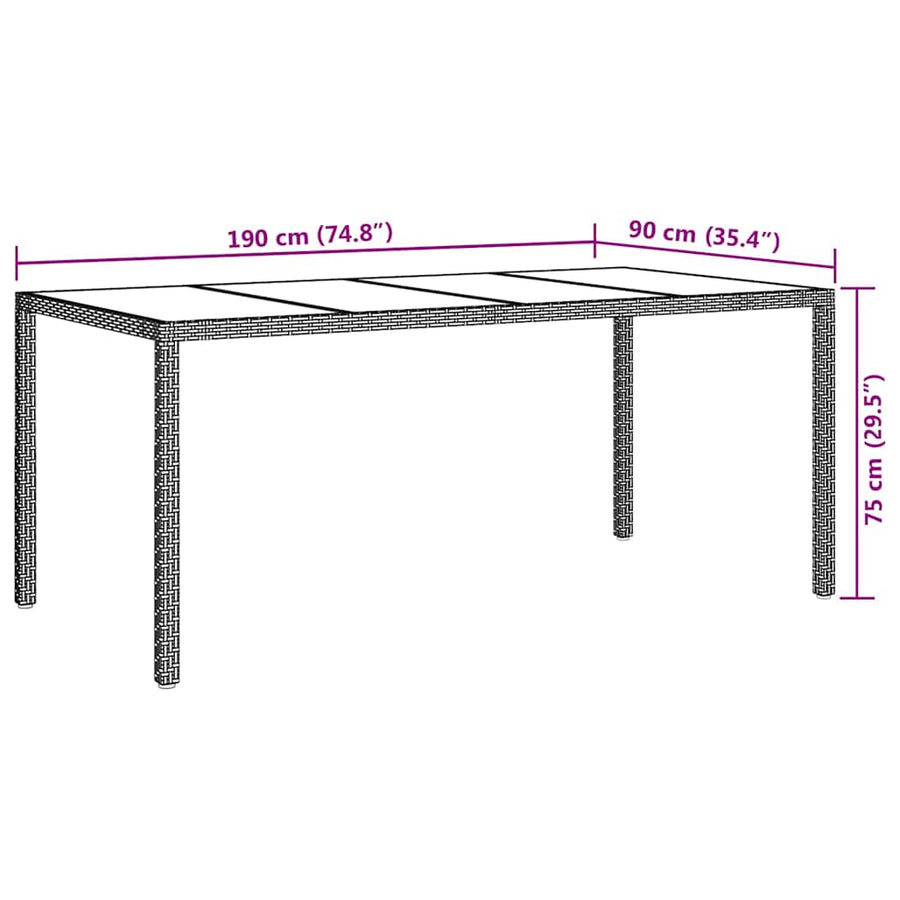 Garden Table Black Poly Rattan
