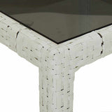 Garden Dining Table White 190 x 90 x 75 cm Poly rattan - Rear View