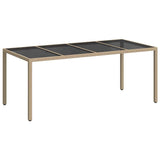 Garden Table Beige 190 x 90 x 75 cm Poly Rattan - Front View