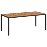 Garden Table Black 190 x 90 x 75 cm Poly Rattan - Front View