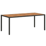 Garden Table Black 190 x 90 x 75 cm Poly Rattan