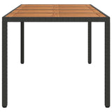 Garden Table Black 190 x 90 x 75 cm Poly Rattan - Top-Down View