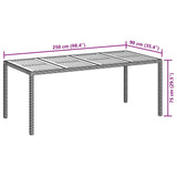 Garden Table Black 190 x 90 x 75 cm Poly Rattan - Close-Up Angle