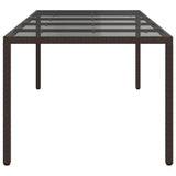 Garden Dining Table Brown 250 x 100 x 75 cm Poly rattan - Top-Down View