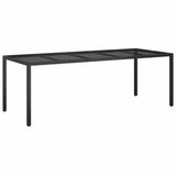 Garden Dining Table Pure black 250 x 100 x 75 cm Poly rattan - Front View