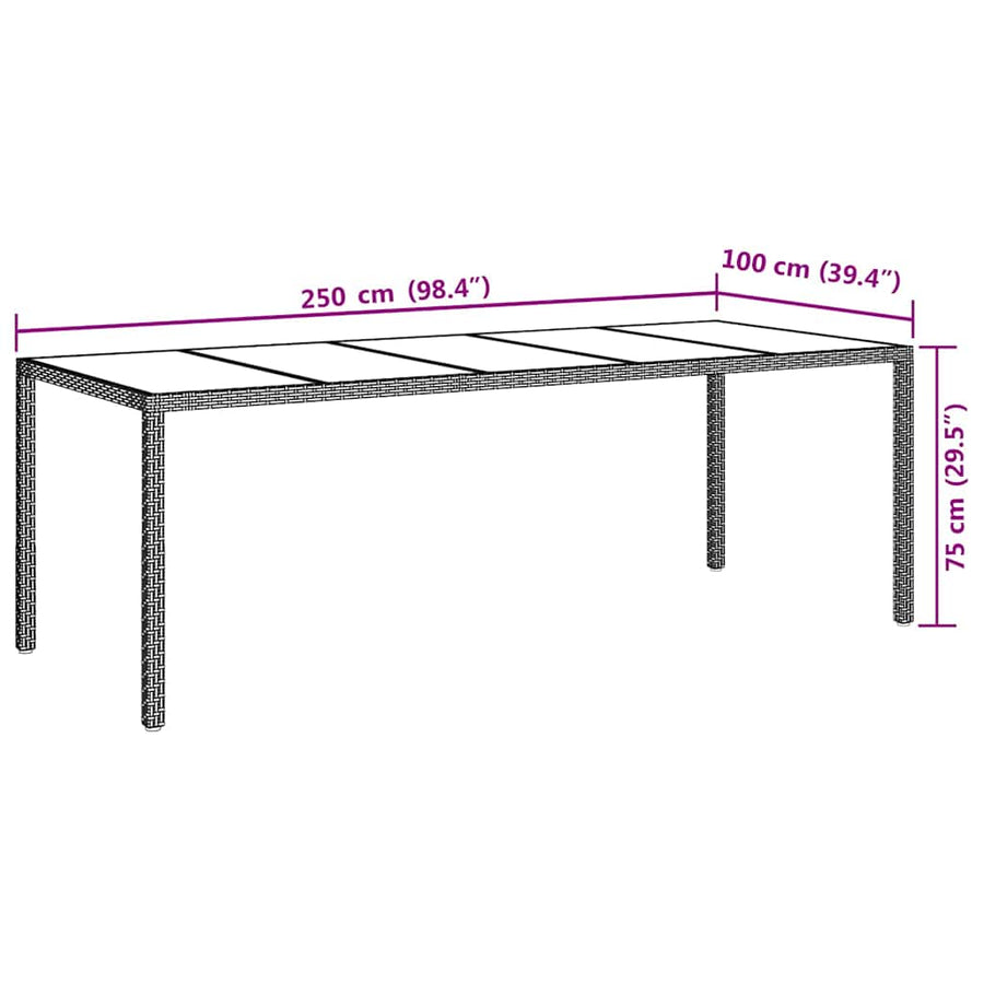 Garden Table Grey Poly Rattan