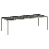 Garden Table White 250x100x75 cm Poly Rattan and Tempered Glass - Front View