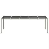 Garden Table White 250x100x75 cm Poly Rattan and Tempered Glass