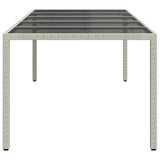 Garden Table White 250x100x75 cm Poly Rattan and Tempered Glass - Top-Down View