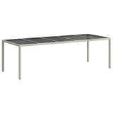 Garden Table White 250x100x75 cm Poly Rattan and Tempered Glass