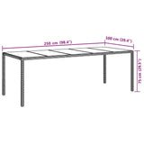 Garden Table White 250x100x75 cm Poly Rattan and Tempered Glass