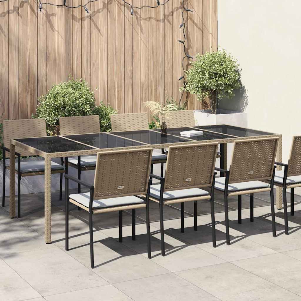 Garden Table Beige Poly Rattan