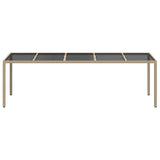 Garden Dining Table Beige 250 x 100 x 75 cm Poly rattan - Side View