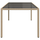 Garden Dining Table Beige 250 x 100 x 75 cm Poly rattan - Top-Down View