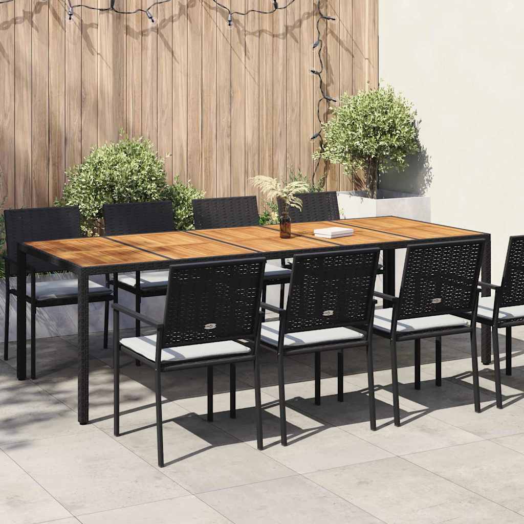 Garden Dining Table Black 250 x 100 x 75 cm Poly rattan
