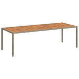 Garden Dining Table Grey 250 x 100 x 75 cm Poly rattan - Front View
