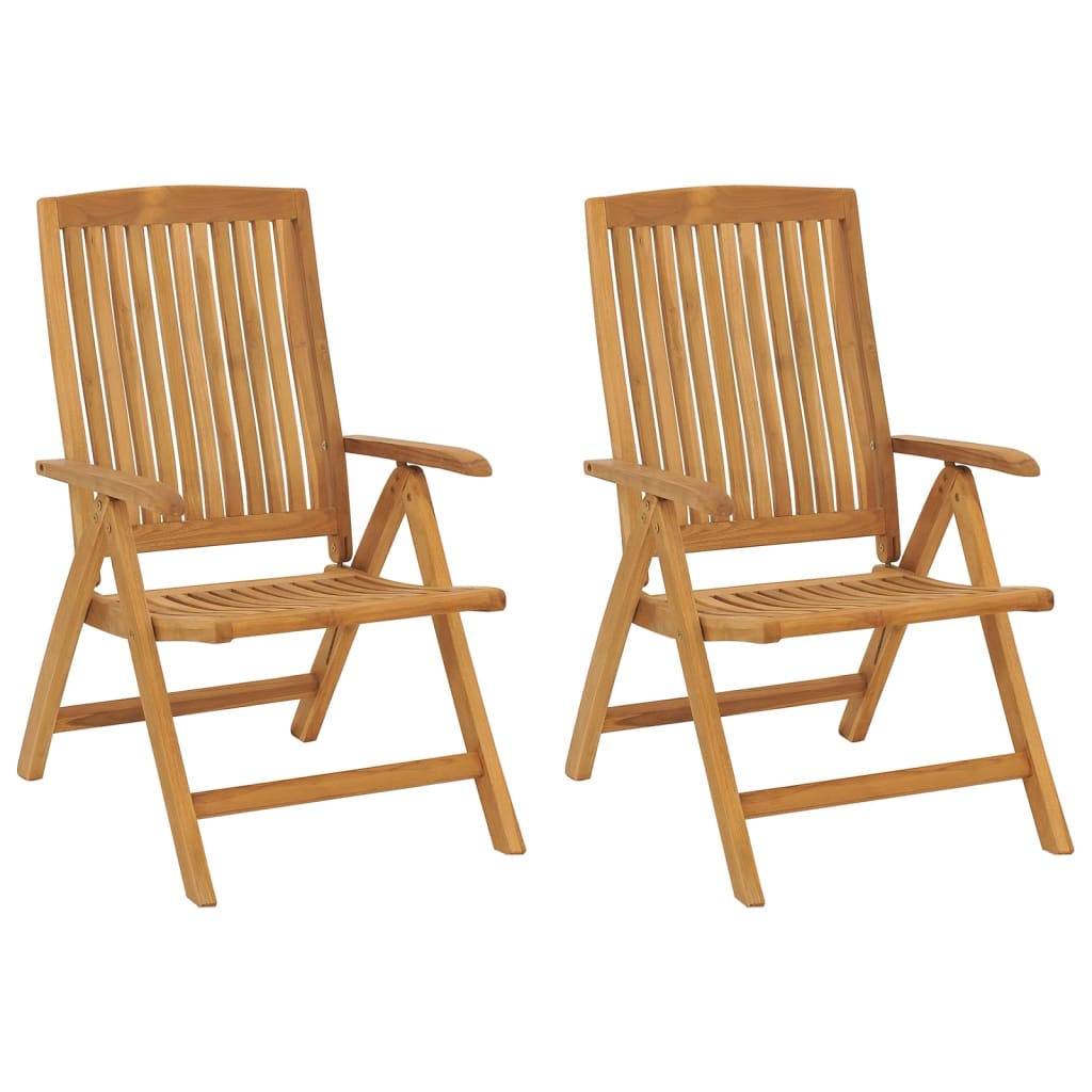 Reclining Folding Chairs 2 pcs Solid Wood Teak