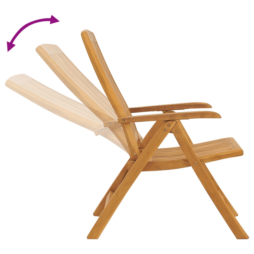 Reclining Folding Chairs 2 pcs Solid Wood Teak
