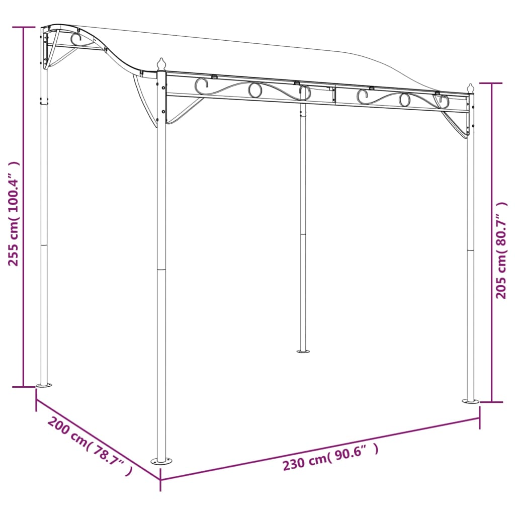 Canopy Anthracite 2x2.3 m 180 g/m? Fabric and Steel