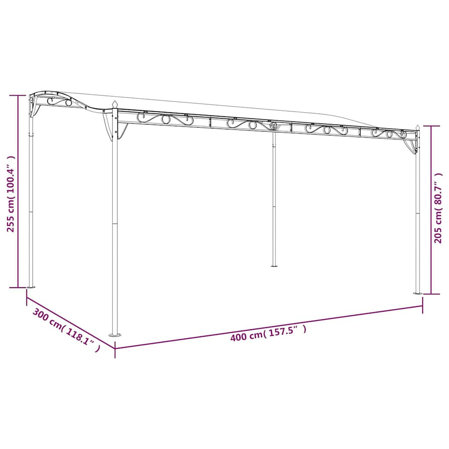 Canopy Cream 4x3 m 180 g/m² Fabric and Steel