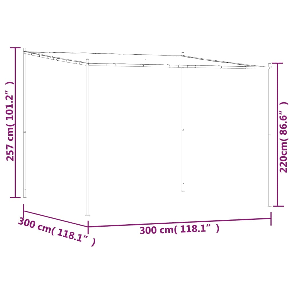 Gazebo White 3x3 m 180 g/m? Fabric and Steel
