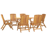 7 Piece Garden Dining Set Solid Wood Teak - Side View