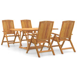5 Piece Garden Dining Set Solid Wood Teak - Front View