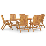 7 Piece Garden Dining Set Solid Wood Teak - Front View