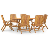 7 Piece Garden Dining Set Solid Wood Teak - Front View
