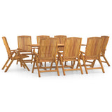 9 Piece Garden Dining Set Solid Wood Teak - Front View